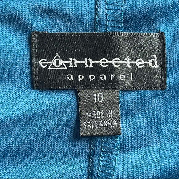 Connected Apparel teal lace and sequin sleeveless fitted evening cocktail dress - Picture 16 of 16